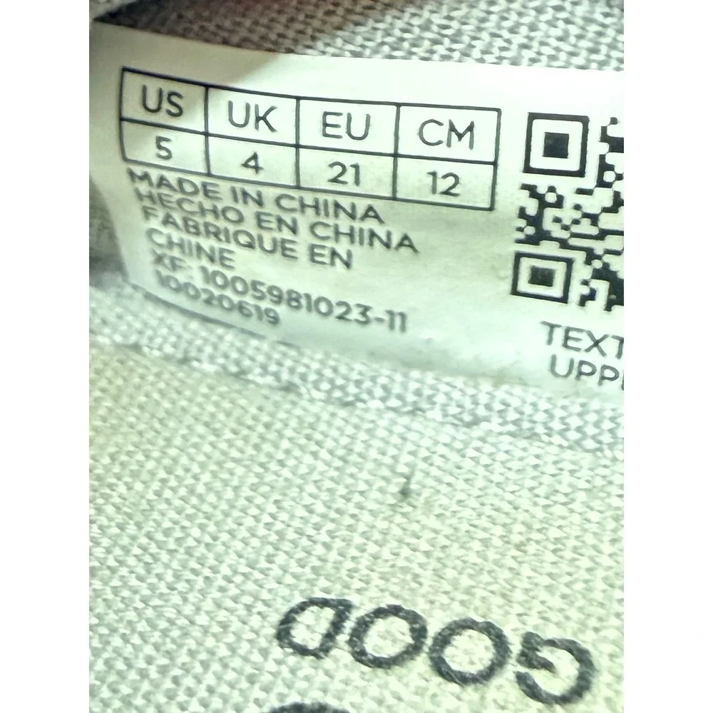 TOMS Tiny Fenix Drizzle Gray Canvas Low Top Sneakers Hook and Loop Size 5